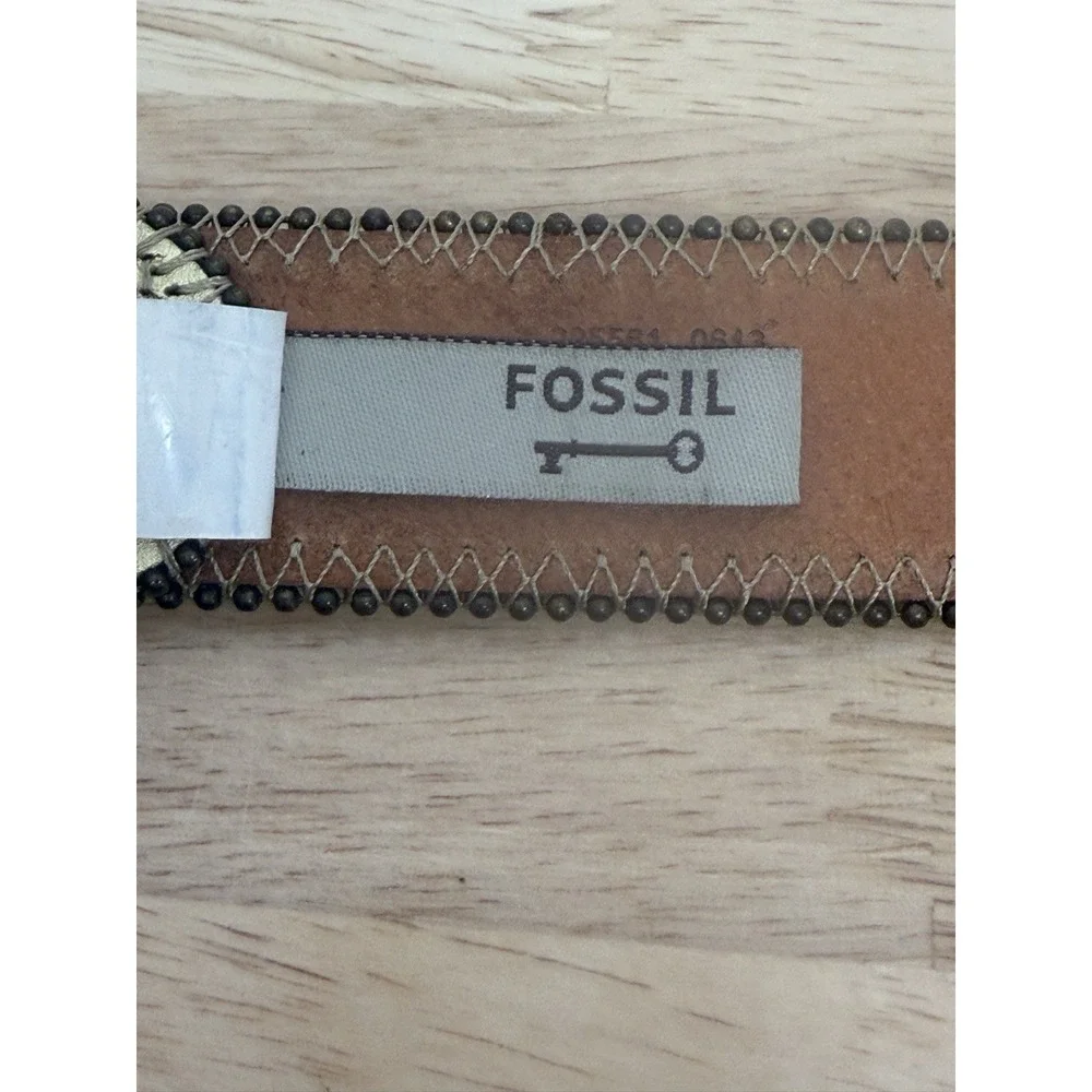 Vtg FOSSIL‎ Metallic Gold Belt Large 41